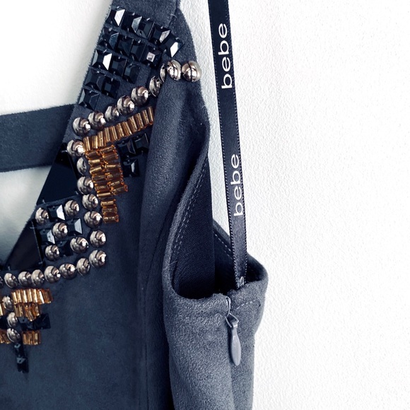 BEBE Dark Sued textured Dress / Long top S/Medium - Picture 2 of 7